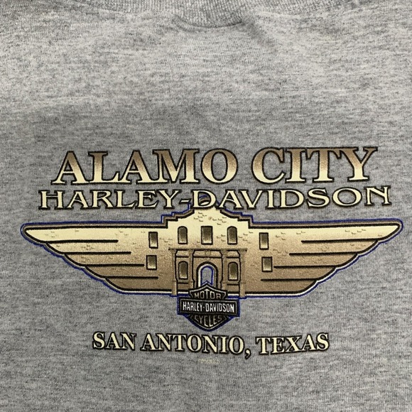 Vtg Harley Davidson L Alamo City San Antonio Long Sleeve T-shirt Gray 4 Hits Y2k - Picture 6 of 13